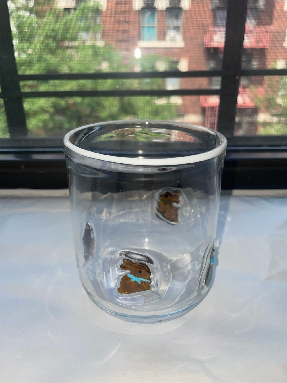 NWT Anthropologie Cute Bunny Glass - Brown Bunny Motif - Picture 6 of 7